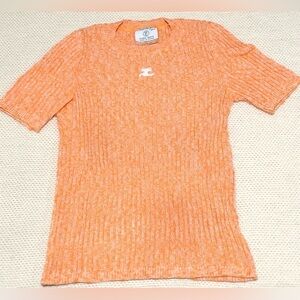 Orange Ribbed Women's Top